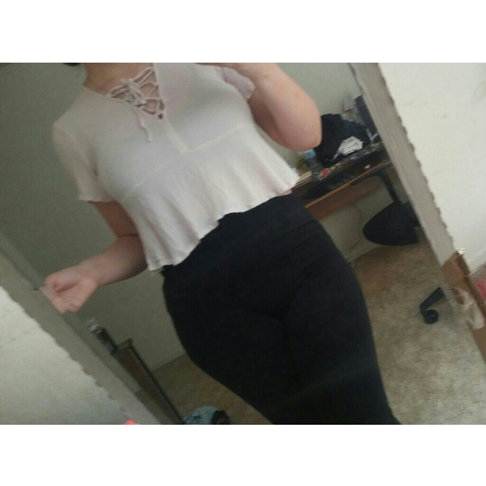 Pink Crop Top Peplum Small